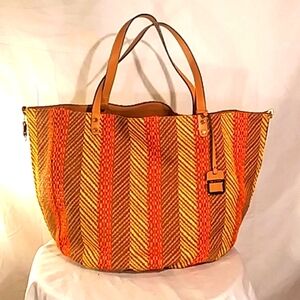 🔥🔥NWOT Baldini (Italy) Reversible Multi Color & Tan Leather Shoulder Bag
